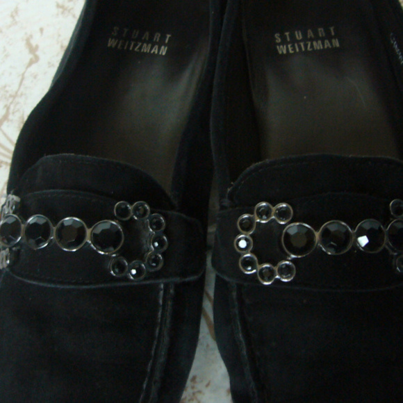 Stuart Weitzman Black Suede Jeweled Loafer -Size 7 - Picture 5 of 6